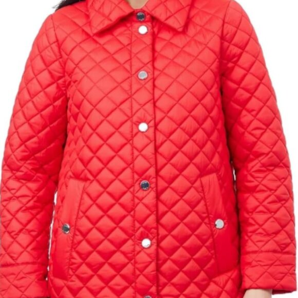 NWT Anne Klein Women’s Red Quilted Snap-Front Jacket – Size S - Picture 3 of 16